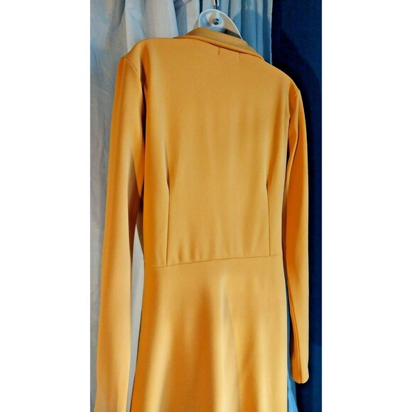 New Boohoo Sz 10 Tall Yellow Lapel Neck Double Breasted Blazer Fall Dress - Picture 2 of 7